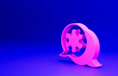 Pembe Hexagram Şerif ikonu mavi arka planda izole edildi. Polis rozeti ikonu. Minimalizm kavramı. 3 Boyutlu resimleme.