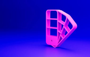 Pembe renk palet rehber simgesi mavi arkaplanda izole edildi. Minimalizm kavramı. 3 Boyutlu resimleme.