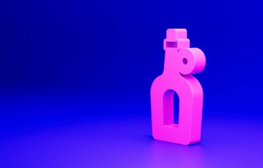 Mavi arka planda pembe akçaağaç şurubu ikonu izole edilmiş. Minimalizm kavramı. 3 Boyutlu resimleme.