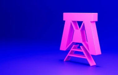 Pembe Mayın giriş simgesi mavi arkaplanda izole edilmiş. Minimalizm kavramı. 3 Boyutlu resimleme.