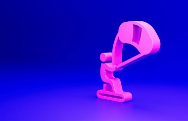 Pembe uçurtma ikonu mavi arkaplanda izole edildi. Minimalizm kavramı. 3 Boyutlu resimleme.