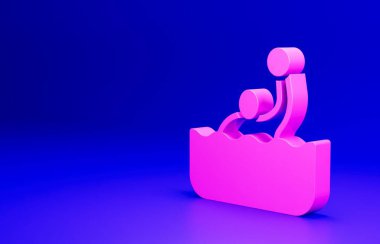Pembe su topu ikonu mavi arkaplanda izole edilmiş. Minimalizm kavramı. 3 Boyutlu resimleme.