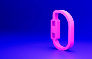 Pembe Karabinalı simgesi mavi arkaplanda izole edilmiş. Olağanüstü bir spor. Spor malzemeleri. Minimalizm kavramı. 3 Boyutlu resimleme.