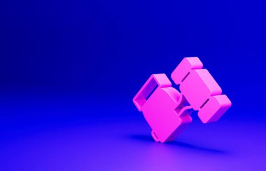 Pembe Açık Artırma çekiç simgesi mavi arkaplanda izole edilmiş. Gavel, yargıç ya da müzayedecinin çekici. Teklif süreci, anlaştık. Açık arttırma teklifi. Minimalizm kavramı. 3 Boyutlu resimleme.