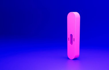 Pembe Puro simgesi mavi arkaplanda izole edildi. Minimalizm kavramı. 3 Boyutlu resimleme.