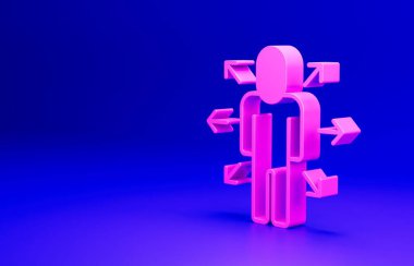 Pembe Çoklu Görev Yöneticisi mavi arkaplanda izole edilmiş bir simge üzerinde çalışıyor. Minimalizm kavramı. 3 Boyutlu resimleme.