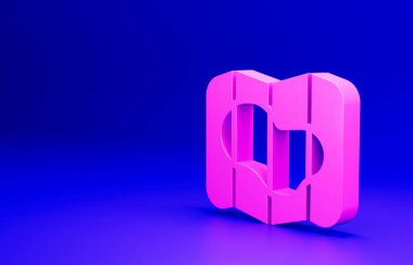 Pembe İzlanda haritası mavi arkaplanda izole edilmiş. Minimalizm kavramı. 3 Boyutlu resimleme.