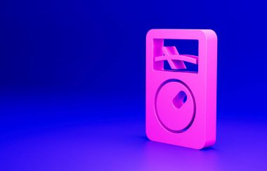 Pembe Ampere ölçer, multimetre, voltmetre ikonu mavi arkaplanda izole edilmiş. Elektrik akımını ölçmek için araçlar. Minimalizm kavramı. 3 Boyutlu resimleme.