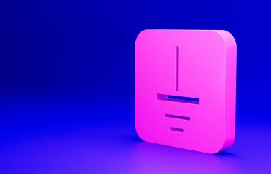 Mavi arkaplanda izole edilmiş pembe elektrik sembolü yer simgesi. Koruyucu toprak sembolü elektrik. Minimalizm kavramı. 3 Boyutlu resimleme.