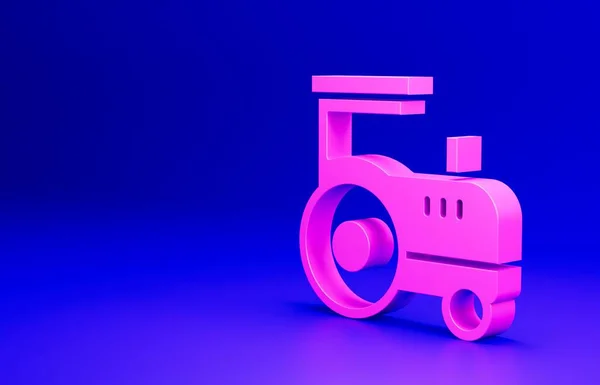 Pinkfarbenes Traktorsymbol Auf Blauem Hintergrund Minimalismus Konzept Darstellung — Stockfoto