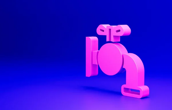 粉色按钮用于在蓝色背景上隔离的桶图标 最低纲领的概念 3D渲染说明 — 图库照片