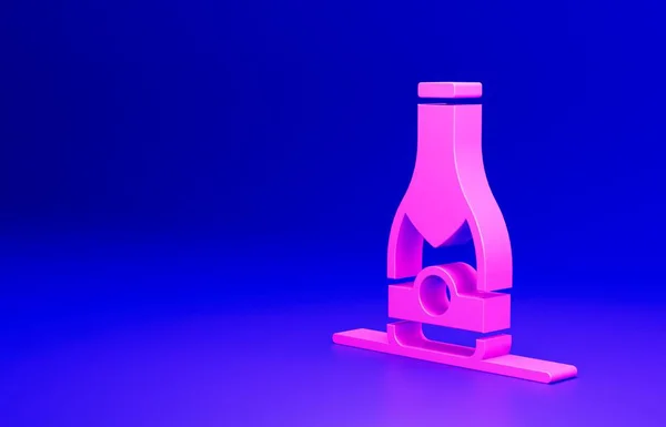 Icono Botella Champán Rosa Aislado Sobre Fondo Azul Concepto Minimalista —  Fotos de Stock