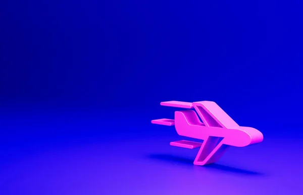 Ikona Růžové Roviny Izolované Modrém Pozadí Ikona Létajícího Letadla Letecká — Stock fotografie