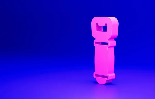 ピンクのボトルのオープナーアイコンは青の背景に隔離されました 最小限の概念 3Dレンダリング図 — ストック写真