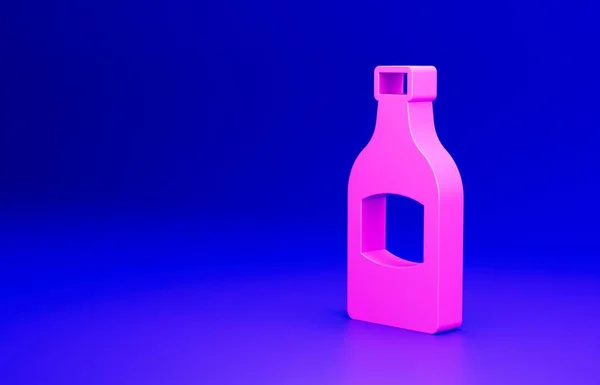 Rosa Flaska Ikon Isolerad Blå Bakgrund Minimalistiskt Koncept Render Illustration — Stockfoto