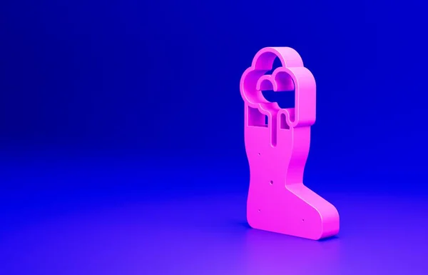 Pink Boot Bierglas Symbol Isoliert Auf Blauem Hintergrund Minimalismus Konzept — Stockfoto