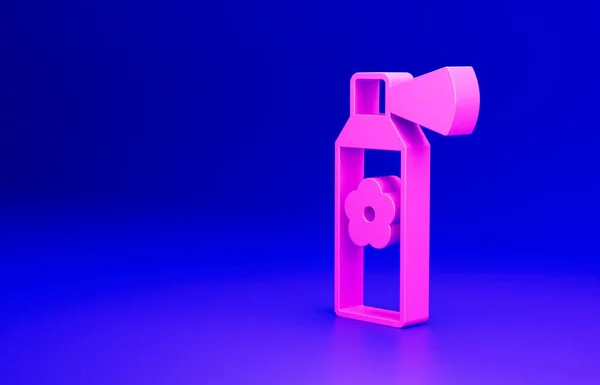 Ícone Garrafa Spray Purificador Rosa Isolado Fundo Azul Frasco Aerossol — Fotografia de Stock