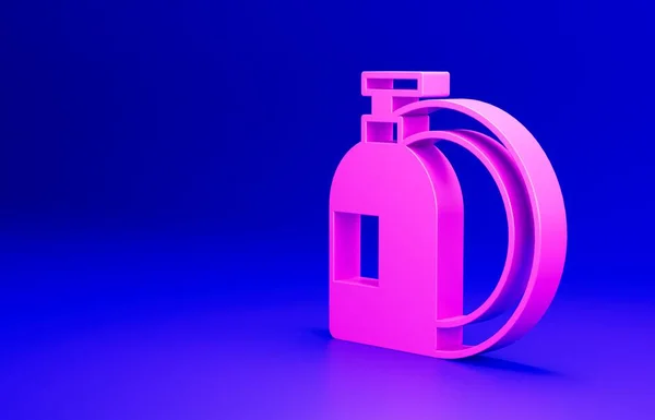 Розовый Посудомоечная Жидкость Бутылка Табличка Значок Изолированы Синем Фоне Жидкое — стоковое фото