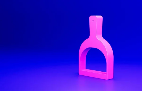 Pinkfarbenes Kehrblech Symbol Auf Blauem Hintergrund Reinigungsdienste Minimalismus Konzept Darstellung — Stockfoto