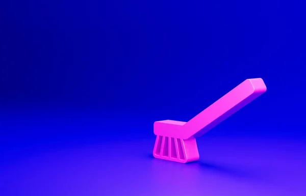 Pincel Rosa Para Limpeza Ícone Isolado Fundo Azul Conceito Serviço — Fotografia de Stock
