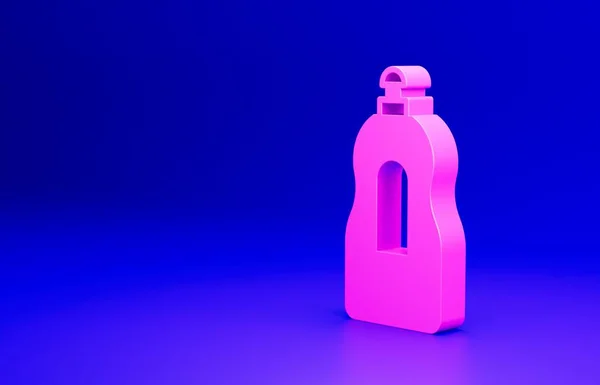 Flaschensymbol Rosa Spülmittel Isoliert Auf Blauem Hintergrund Flüssigwaschmittel Zum Geschirrspülen — Stockfoto