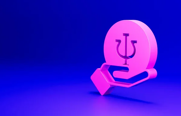 Pinkfarbenes Psychologie Symbol Auf Blauem Hintergrund Psi Symbol Psychische Gesundheit — Stockfoto