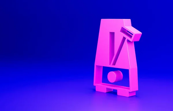 Ροζ Classic Metronome Εκκρεμές Κίνηση Εικονίδιο Απομονώνονται Μπλε Φόντο Εξοπλισμός — Φωτογραφία Αρχείου