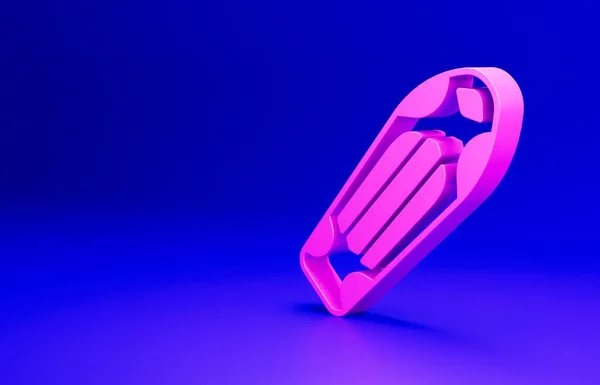 Pink Skateboard deck icon isolated on blue background. Extreme sport. Sport equipment. Minimalism concept. 3D render illustration.