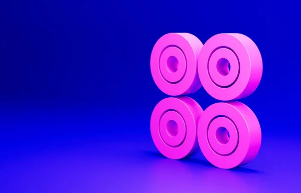 Ícone Roda Skate Rosa Isolado Fundo Azul Roda Patins Conceito — Fotografia de Stock