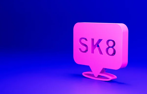Rosa Skateboard Ikon Isolerad Blå Bakgrund Extrem Sport Sportutrustning Minimalistiskt — Stockfoto