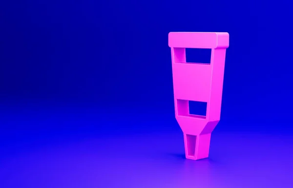 Pink Tube Paint Palette Icon Isolated Blue Background Minimalism Concept — Stock Photo, Image