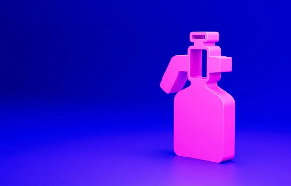 Ícone Pistola Spray Tinta Rosa Isolado Fundo Azul Conceito Minimalismo — Fotografia de Stock