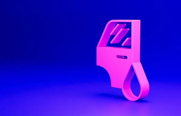 Pink Car painting icon isolated on blue background. Car body repair process. Minimalism concept. 3D render illustration.