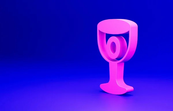 Рожевий Середньовічний Значок Чаші Ізольований Синьому Фоні Святий Грааль Концепція — стокове фото