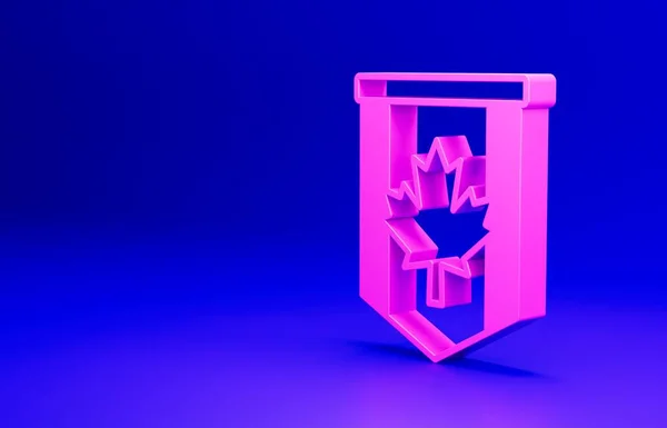 Bandera Bandera Rosa Canadá Icono Aislado Sobre Fondo Azul Bandera —  Fotos de Stock