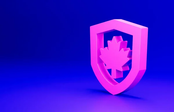 Bandera Canadá Rosa Icono Del Escudo Aislado Sobre Fondo Azul —  Fotos de Stock
