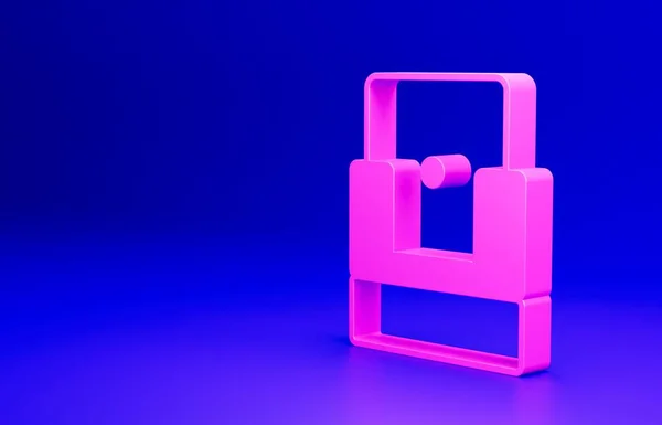 粉红电影院椅子图标孤立在蓝色背景 最低纲领的概念 3D渲染说明 — 图库照片