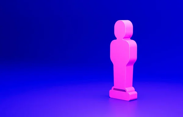 粉色电影奖杯图标孤立在蓝色背景 奥斯卡金像奖电影和电影的象征 最低纲领的概念 3D渲染说明 — 图库照片