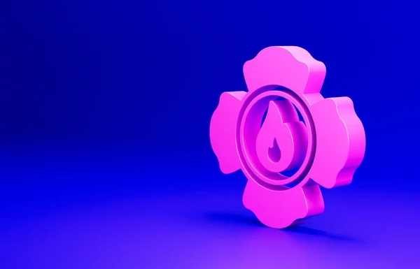 Pinkfarbenes Feuerwehrsymbol Auf Blauem Hintergrund Minimalismus Konzept Darstellung — Stockfoto