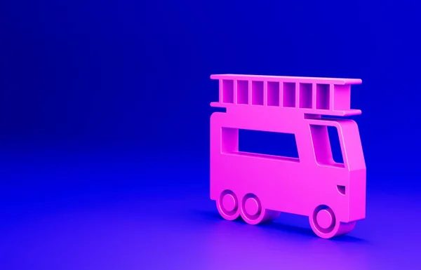 Icono Camión Bomberos Rosa Aislado Sobre Fondo Azul Bomberos Vehículo — Foto de Stock