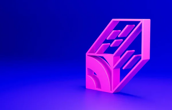 Pinkes Holzbalken Symbol Isoliert Auf Blauem Hintergrund Holzbalkenbrett Minimalismus Konzept — Stockfoto