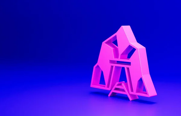 Icône Entrée Mine Rose Isolée Sur Fond Bleu Concept Minimalisme — Photo