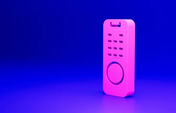 stock image Pink Remote control icon isolated on blue background. Minimalism concept. 3D render illustration.