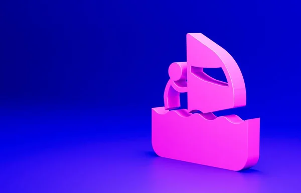 Pinkfarbenes Windsurf Symbol Auf Blauem Hintergrund Minimalismus Konzept Darstellung — Stockfoto