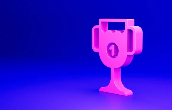 Ícone Taça Pink Award Isolado Fundo Azul Símbolo Troféu Vencedor — Fotografia de Stock