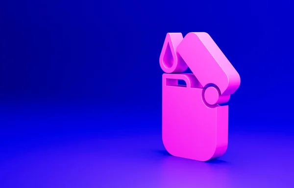 Icono Pink Lighter Aislado Sobre Fondo Azul Concepto Minimalista Ilustración —  Fotos de Stock