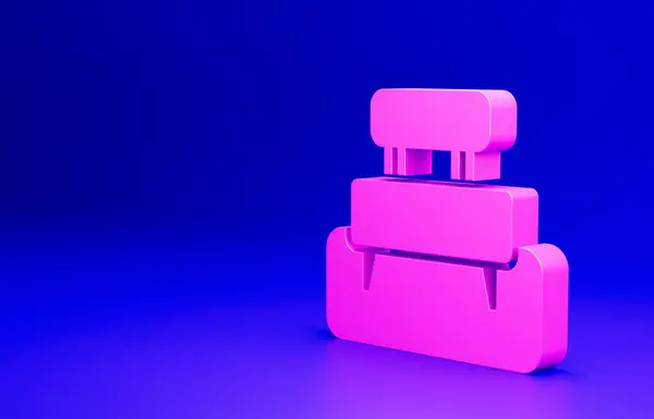 Rózsaszín Pad Ikon Elszigetelt Kék Háttérrel Minimalizmus Koncepció Renderelés Illusztráció — Stock Fotó
