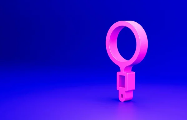 Рожева Магічна Скляна Іконка Ізольована Синьому Фоні Пошук Фокус Масштаб — стокове фото