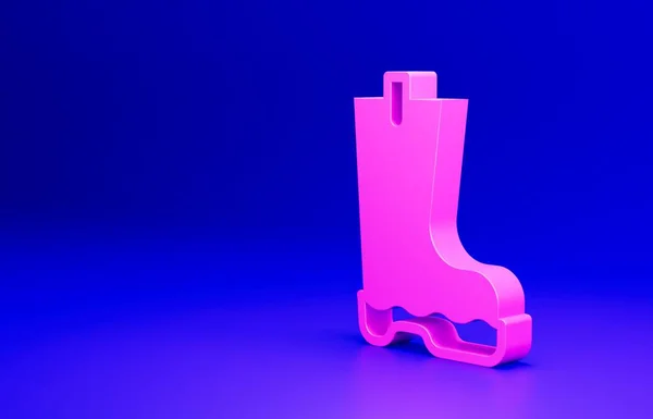Ροζ Αδιάβροχο Εικονίδιο Εκκίνησης Από Καουτσούκ Απομονωμένο Μπλε Φόντο Μπότες — Φωτογραφία Αρχείου