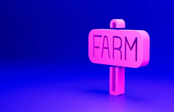 Pink Location farm icon isolated on blue background. Minimalism concept. 3D render illustration.